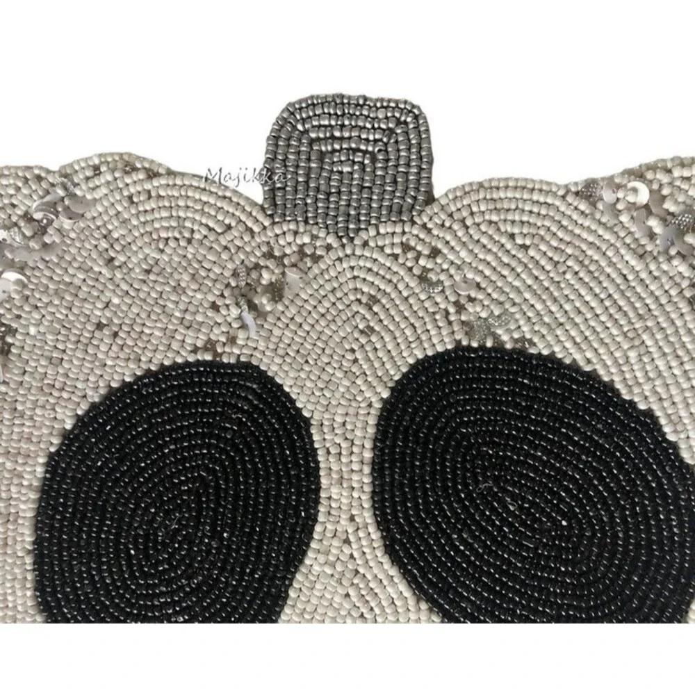 Christian Siriano Halloween Beaded Placemats Set of 4 Skeleton Jack O Lantern